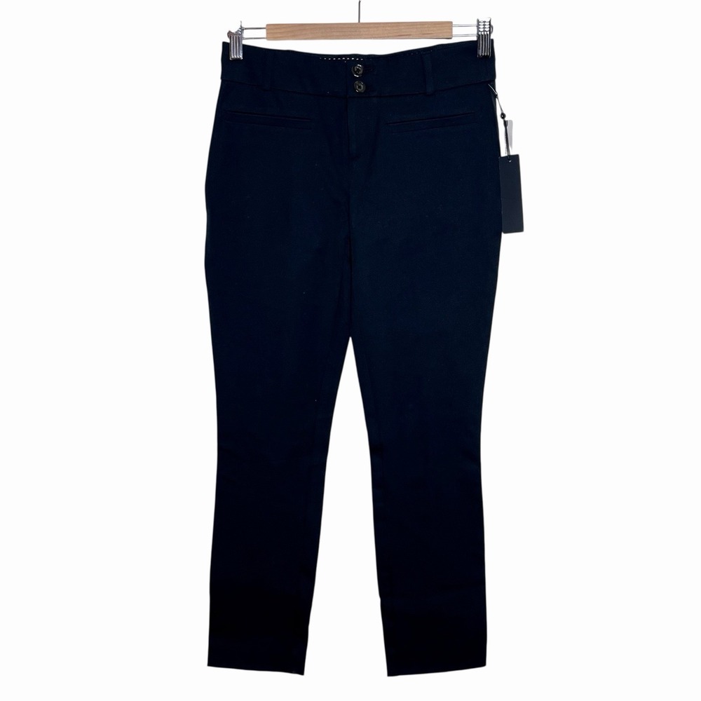Anthropologie The Essential Slim Dress Pants Black Womens Size 0 Mid Rise Career